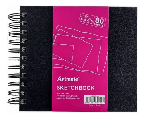 Cuaderno Artmate Sketchbook Espiral 15.2 X 15.2cm 80 Hj 110g