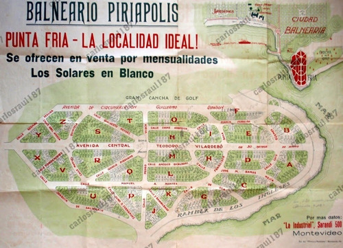 Antiguo Documento Mapa Venta Solares Punta Fria Piriapolis