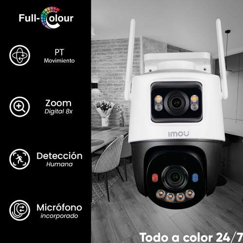 Kit Cronos Cámara De Seguridad Imou Ip Pt Ipc-s7xfn-8u0wed Wifi Cruiser Dual 8mp Imagen A Color 24/7 Audio Bidireccional Alarma Auto Tracking + Microsd 32gb + Accesorios Kit Cctv Ipc-s7xfn-plus-32