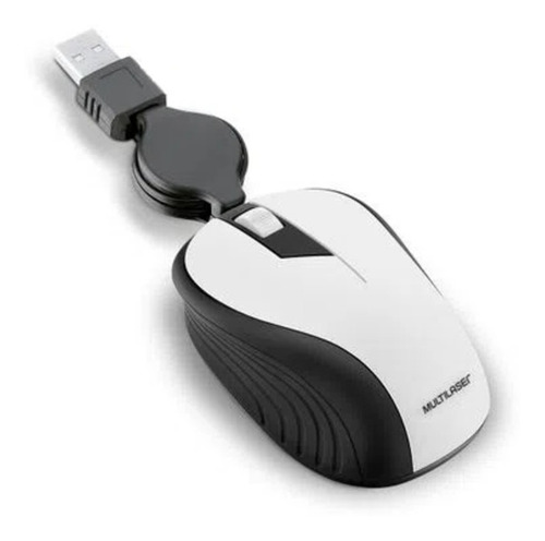 Mouse Multilaser Retrátil Emborrachado Branco Usb - Mo234