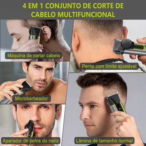 All-in® Barbeador Elétrico Aparador De Barba Cabelos 4 Em 1