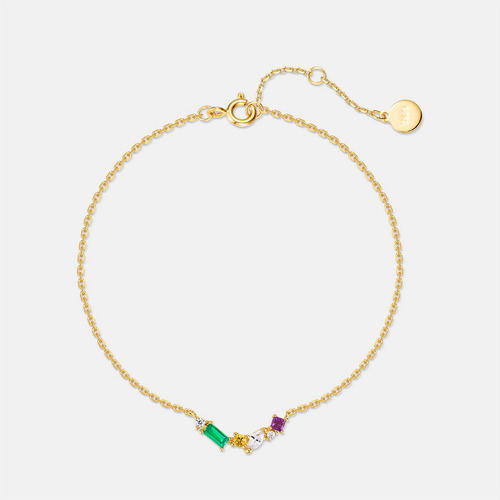 Pulsera Moderna De Plata 925 Con Circonitas Arcoíris Para Mu