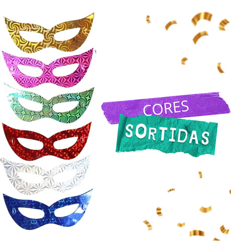 Kit 50 Mascaras Gatinha Carnaval Balada Cores Sortidas