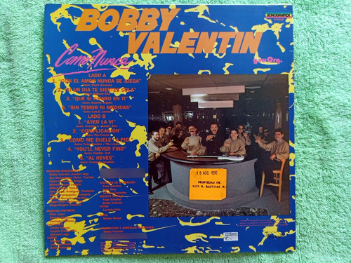 Eam Lp Vinilo Bobby Valentin Y Su Orquesta Como Nunca 1990 (Usado)
