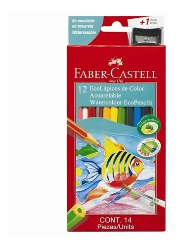 Lapices De Colores Faber Castell Acuarelables X12 + Pincel