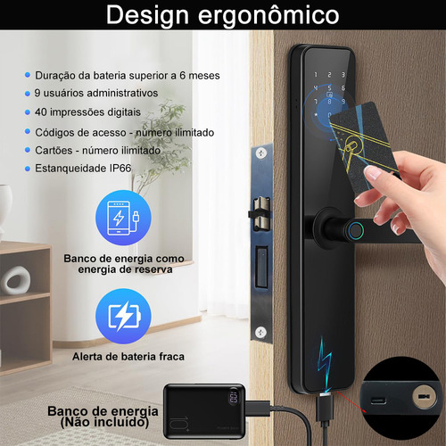 Fechadura Eletronica Digital Com Biometria Senha Myailock Tuya Bluetooth Biometrica Prova Dagua Multifuncional