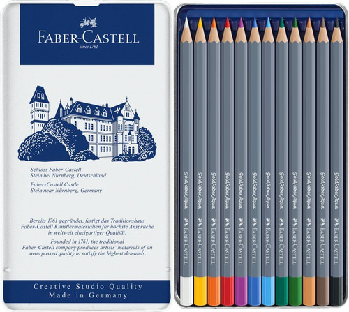 Lapices De Colores X12 Goldfaber Aqua Lata Faber Castell