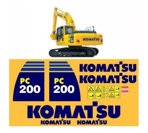 Adesivos Escavadeira Komatsu Pc 200 Pc200 + Etiquetas Mk Cor Padrão