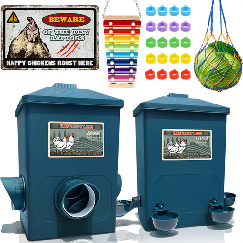 Comedero Automatico Para Gallinas Y Bebedero Con Tazas