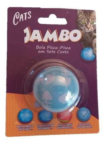 Imagem 4 de 7 de Brinquedo Para Gato Bola Pisca Pisca Acende 7 Cores Jambo