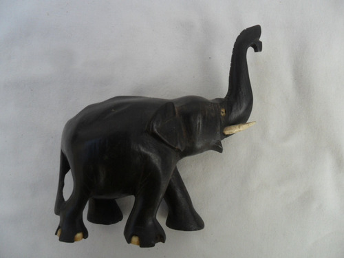 Elefante Madera Tallado Ebano 7cm Decoracion Antiguo