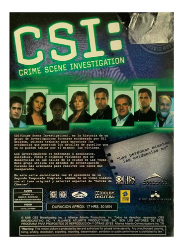 Csi Las Vegas Temporada 2 Dos - Sellada + Extras Dvd (Usado)