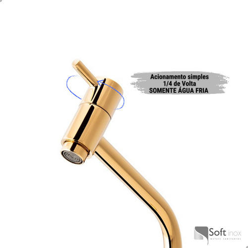 Soft Inox Torneira Lavatório Link Dourado Brilhante