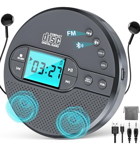 Pack Cd Player Bluetooth 2000mah Con Altavoz Y Antigolpes