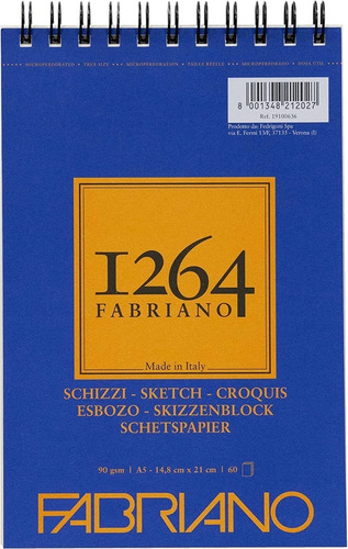 Fabriano Schizzi A5 90 Grs 60 Hojas  Papel Liso  Block