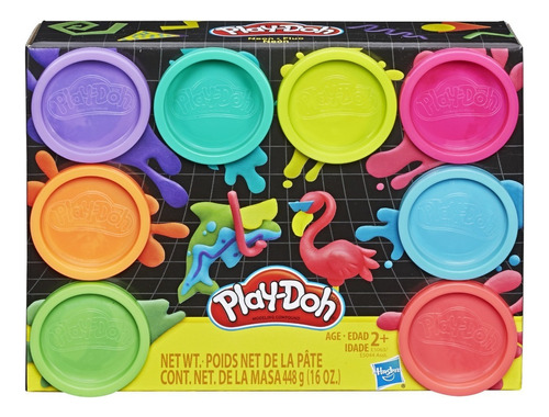 Masas Play-doh Neón X8 Unidades Colores Variados 448 Gr 2