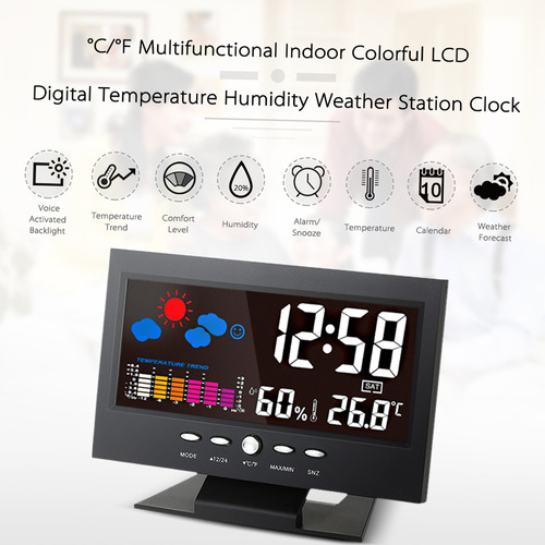 Temperatura Digital Lcd Colorida Multifuncional Para Interio