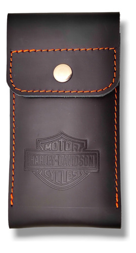 Porta Celular Logo Harley Davidson 100% Piel Biker