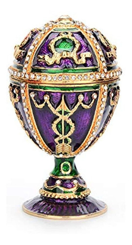 Qifu Faberge Estilo Huevo Pintado A Mano Caja De Baratijas