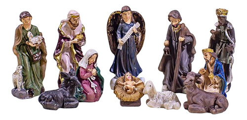 11 Uds. Figuras De Natividad Escultura Pintada A Mano