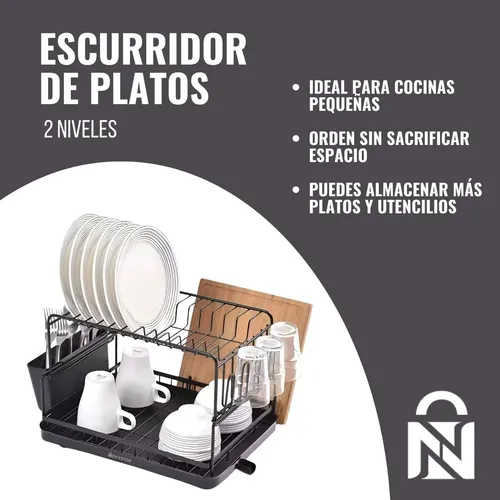 Secaplatos Escurridor Acero Inoxidable De 2 Niveles +drenaje