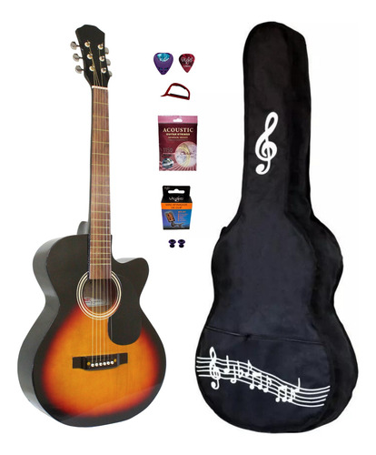 Kit Guitarra Texana Acústica Vego Cuerdas De Acero