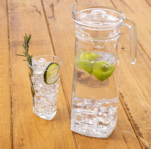 Jarra Del 1l De Cristal Con Tapa Y 4 Vasos De 300 Ml Transparente