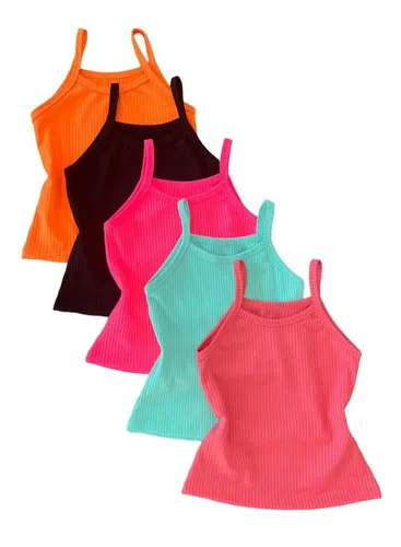 Blusas Juvenil Kit Com 5 Blusinhas Infanto Juvenil Regatinha