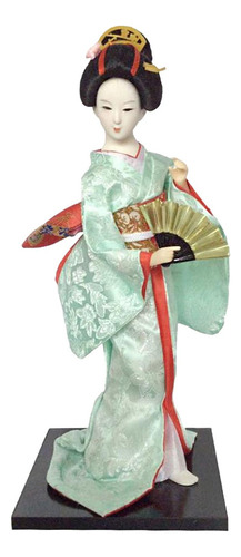 A Decoración De Estante De Muñecas De Kimono Verde Claro