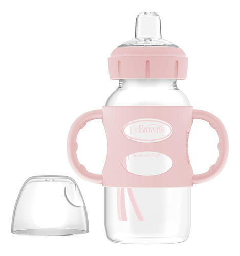 Vaso Entrenador Cuello Ancho Dr. Brown's 2 Pzas Rosa Y Beige Liso