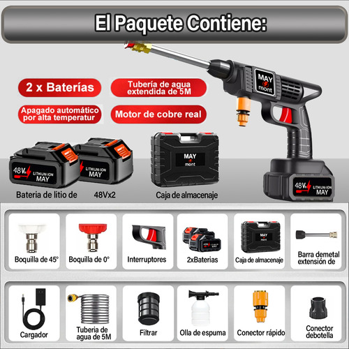 Hidrolavadora Electrica Pistola Para Lavado Autos Portatil