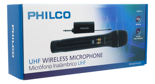 Micrófono Inalámbrico Uhf Receptor Recargable, Philco