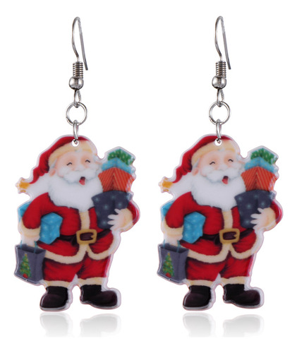 Pendientes Colgantes Con Forma De Gota Para Navidad, Impresi