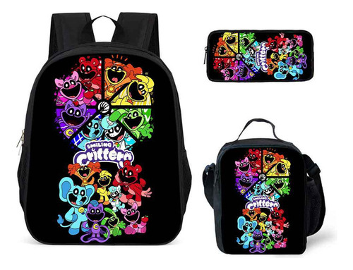 A Set De Mochilas Escolares Smiling Critters, De Tres Piezas,