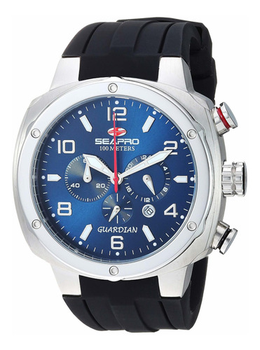 Reloj Hombre Seapro Sp3342 Cuarzo Pulso Negro En Silicona