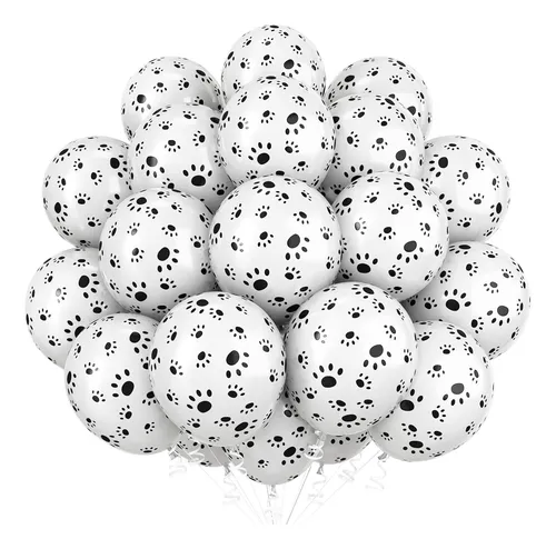 Globo De Latex Blanco Con Huellitas Perro Paw Patroll X20 Un Blanco Huellitas
