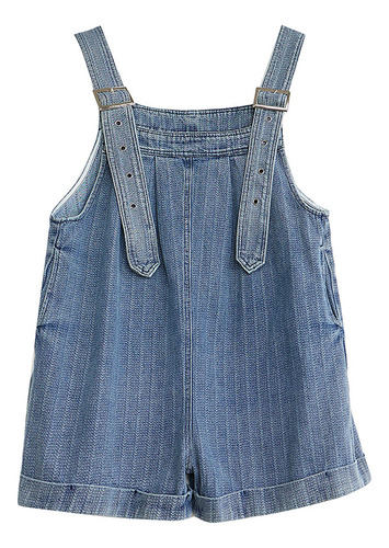 Mono Corto De Mezclilla Con Doble Bolsillo Para Mujer, Talla