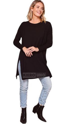 Sweater De Lana Mujer Largo Holgado Cuello Redondo Kierouno