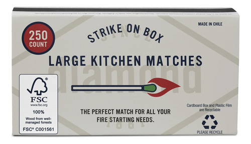Fosforos Madera Diamond Caja Grande Matches Facil Encendido