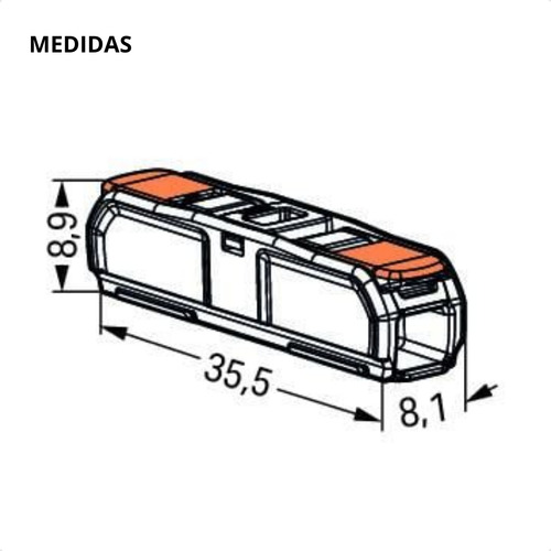 Kit 10 Conector Compacto Emenda 2 Fios Inline 4mm² 32a Wago