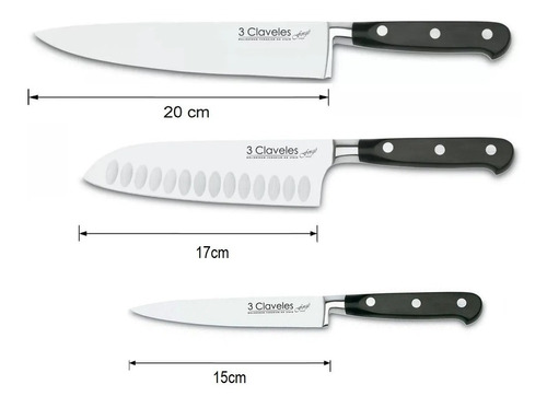 Set Cuchillos 3 Claveles Forge 17cm 20cm 10cm 3 Piezas Inox.