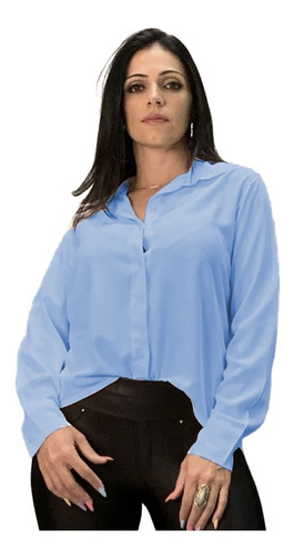 Imagem 5 de 7 de Camisa Social Feminina Lisa Cores Do Verão 185