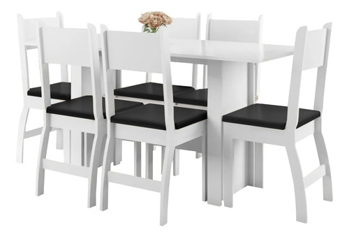 Juego De Comedor Mesa 6 Sillas Madera Mdf Tapizado