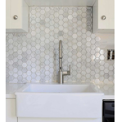 Mosaico Malla Hexagono Blanco Carrara Piso Pared