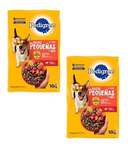 2 Pack Alimento Para Perro Pedigree Razas Pequeñas 10 Kg