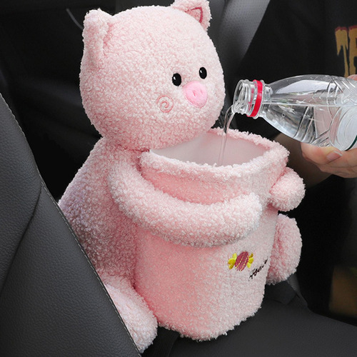 Para Coche Bote De Basura Juguete De Peluche Lindo Cerdito