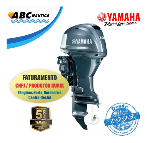 Motor Yamaha 40hp 4t Comando - Leia Anúncio