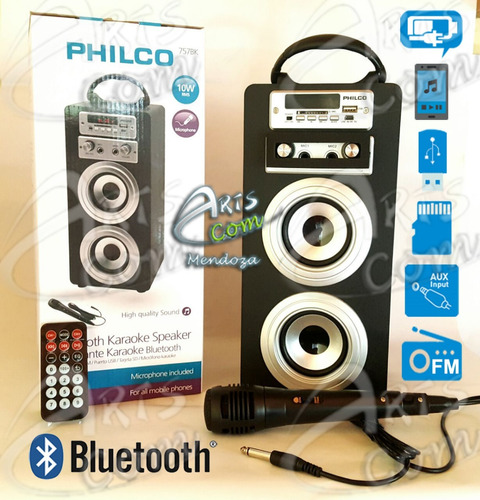 Parlante Karaoke Philco Bluetooth Microfono Sd Usb Fm Aux