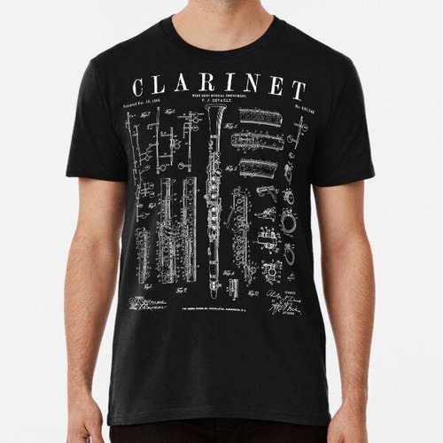 Remera Clarinete Vintage Patente Clarinetista Dibujo Impresi