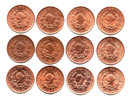 5 Centavos Set 1967 - 1978 12 Monedas Sin Circular